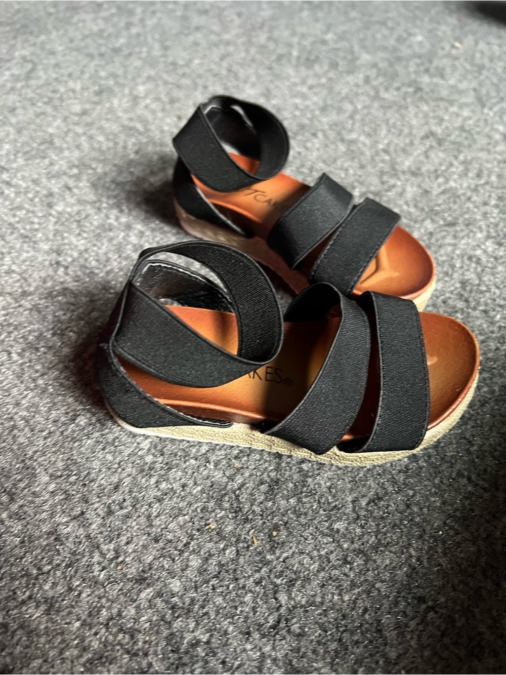 Kids Black Strappy Sandals